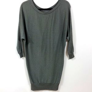 🆕Michael Stars>Lurex Silver dolman sleeve knit sweater mini dress NWOT